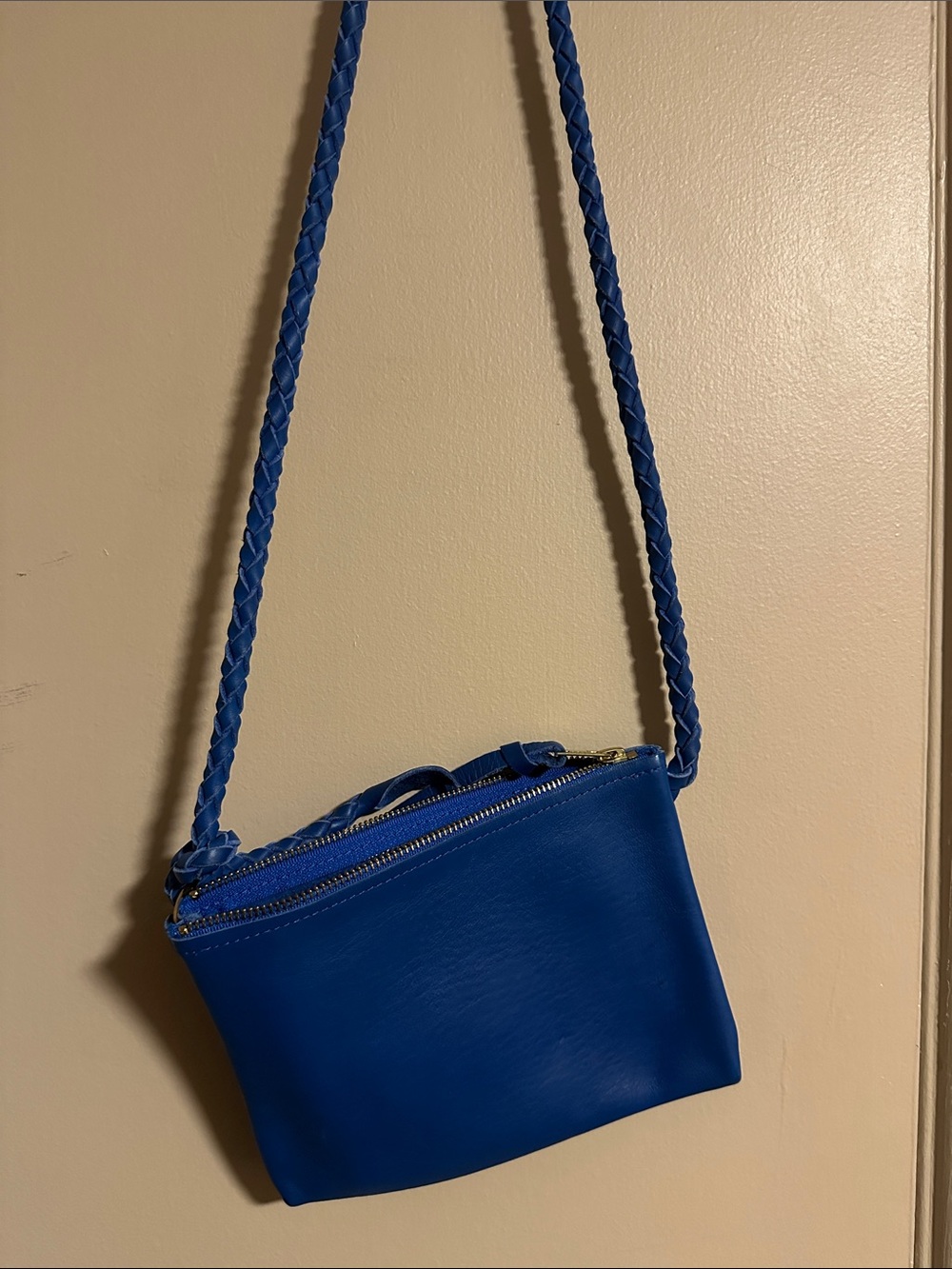 Blue leather mini bag